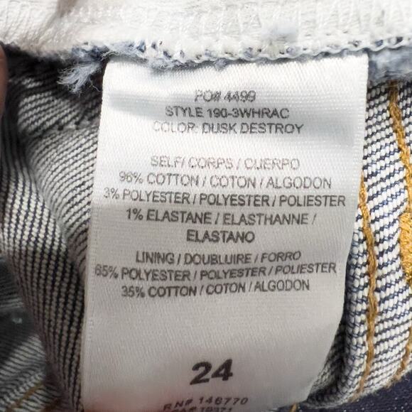 Re/done Jeans Sz 24 Denim 90s Crop Ankle Slim Straight Blue Stretch Dusk Destroy - Picture 4 of 9